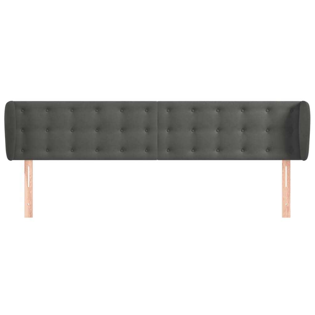 Kopfteil mit Ohren Dunkelgrau 203x23x78/88 cm Samt